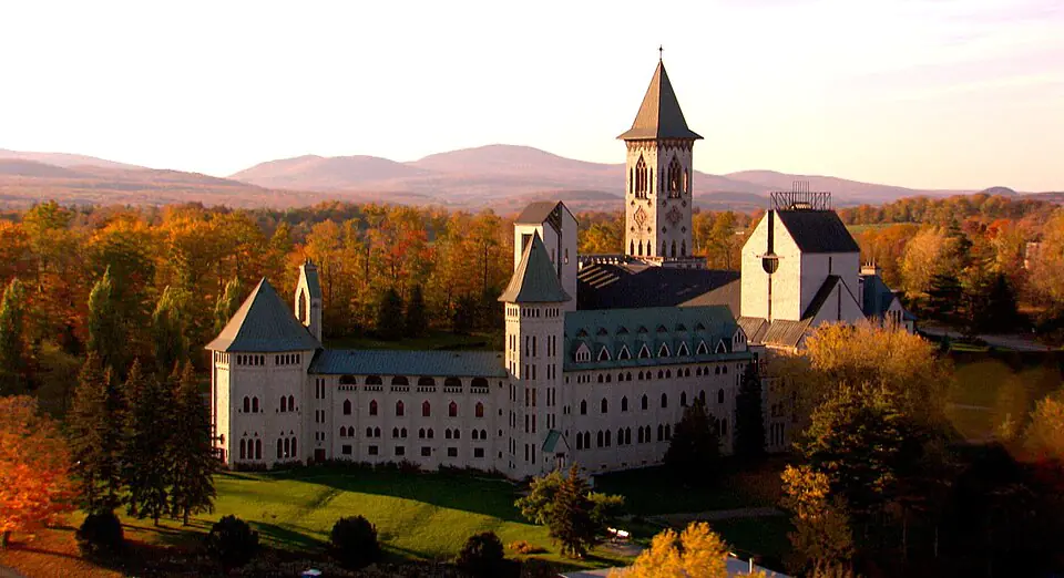 The abbey of Saint-Benoît-du-Lac in autumn, Eastern Townships